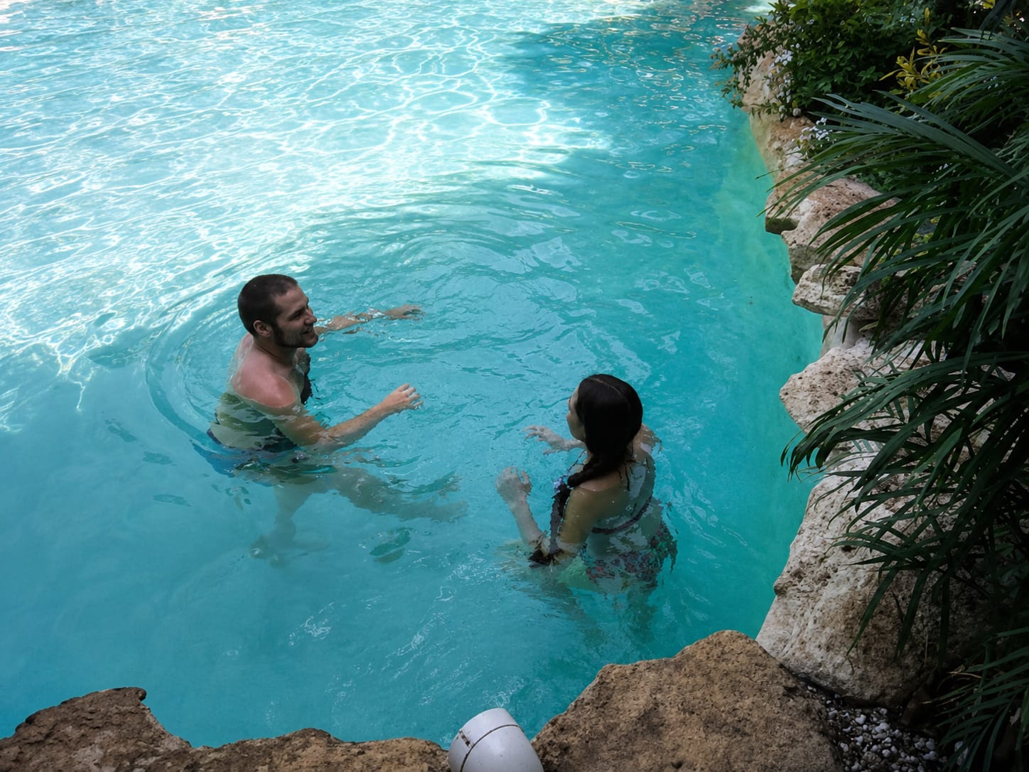 My sister and I in the cenote feed pool at Eco Genesis.