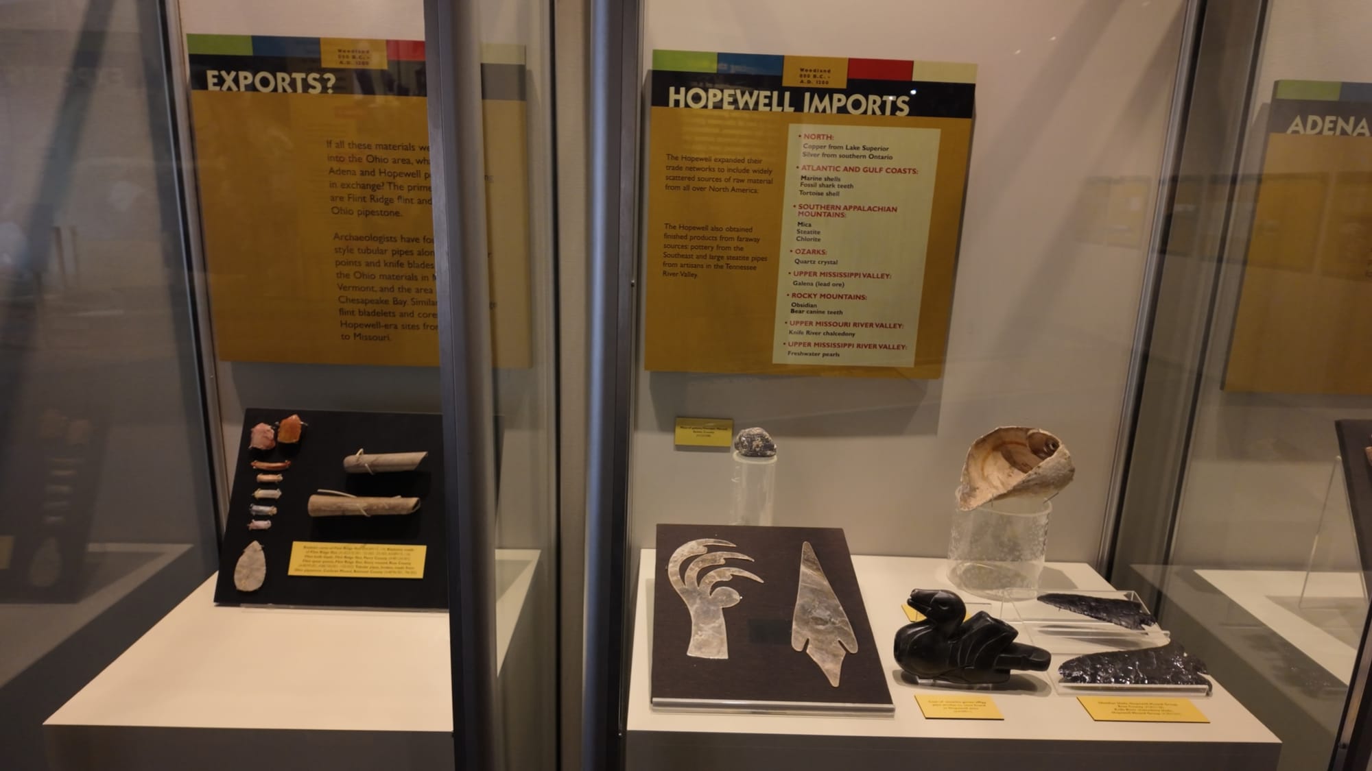 A museum case labeled 