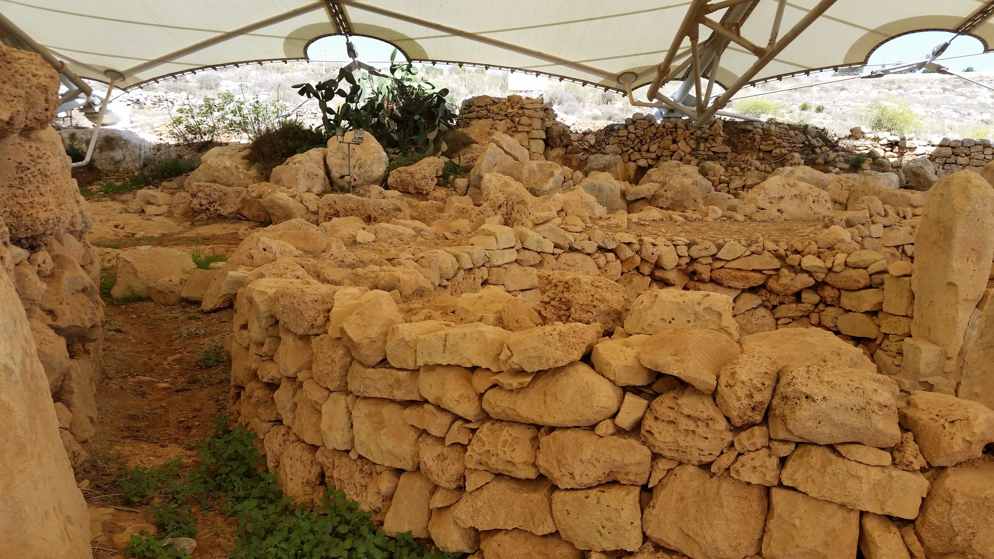 Inside the worked stone chambers of Ħaġar Qim