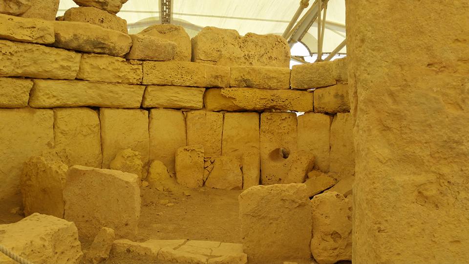 The 'oracle hole' — a small port-hole worked through the rock at Ħaġar Qim