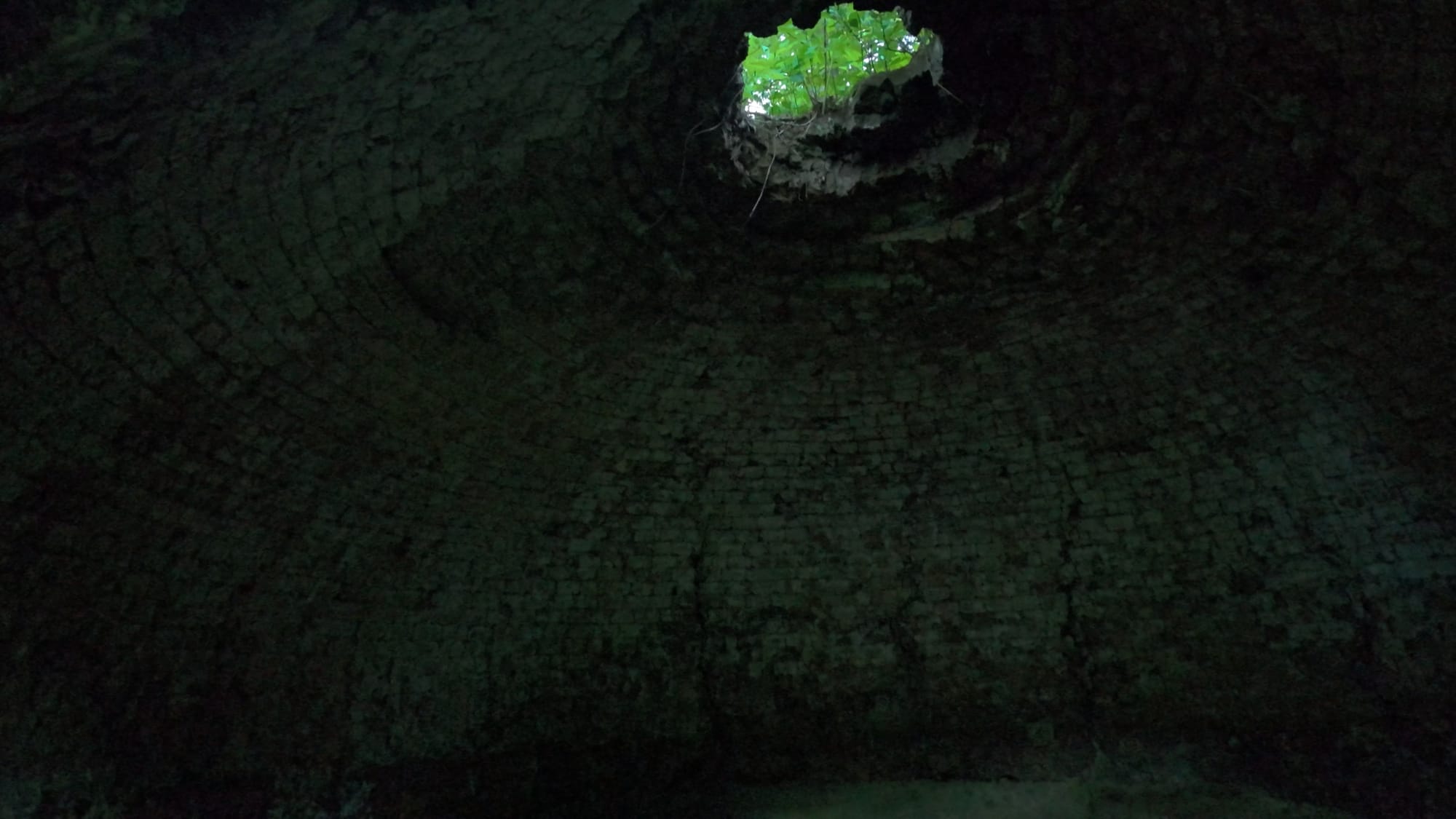 The blackened interior brick of an oven, still stained with coal after ninety years