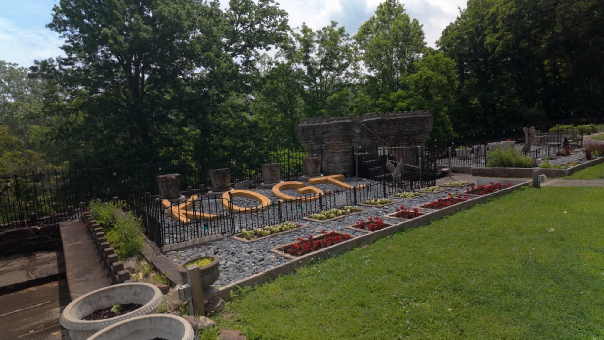 The garden wall and grounds built and maintained by the Knights of the Golden Trail