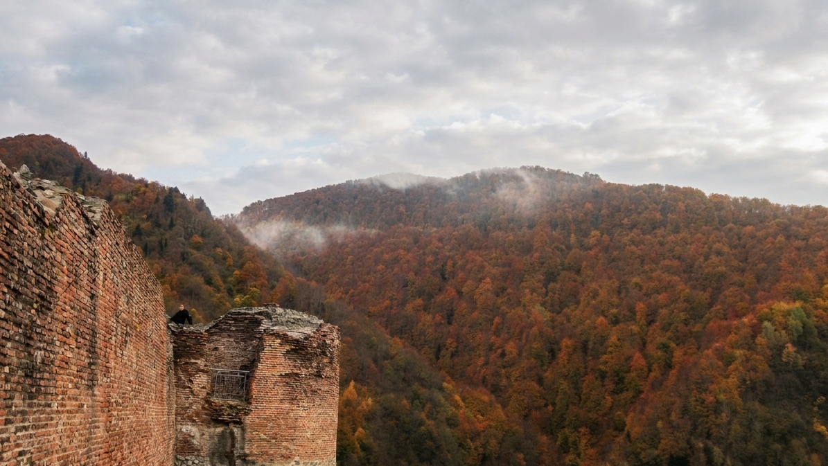 Fortress Poenari — the real Dracula's castle, crumbling walls on a Carpathian cliff
