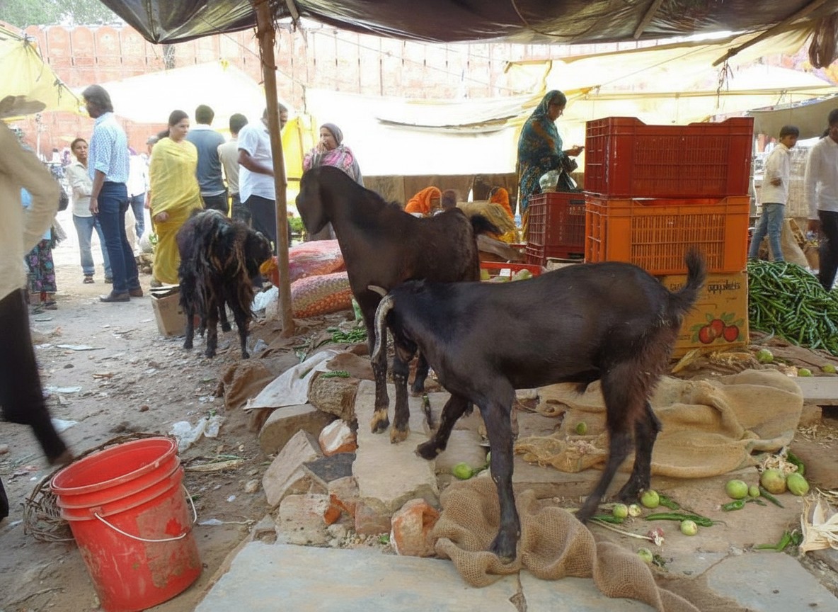 Animals navigating Delhi streets alongside everyone else