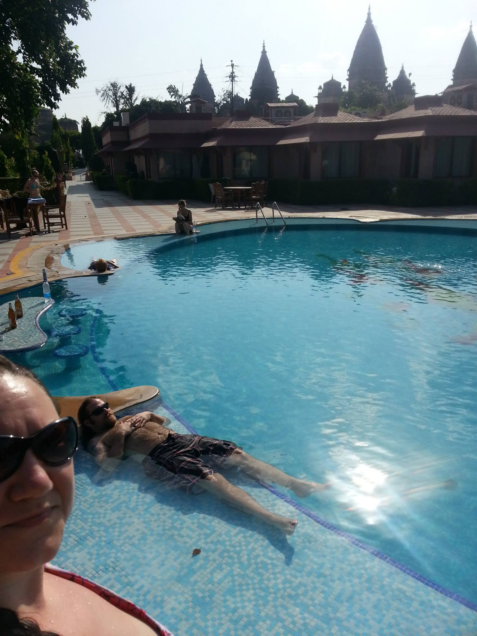 The view from the hotel pool — several centuries of crumbling stone in the afternoon light