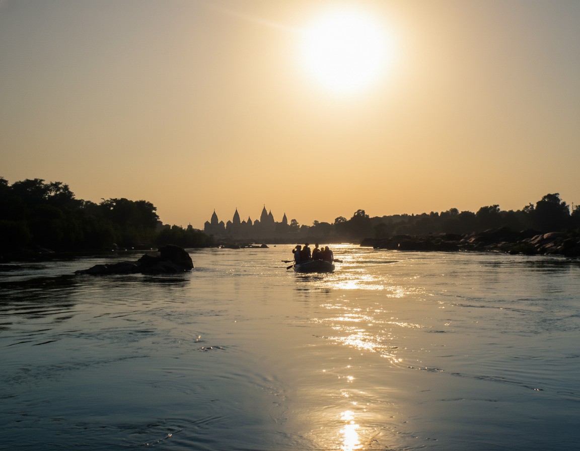 Temple spires at Orchha reflected in the Betwa River — the India I came for