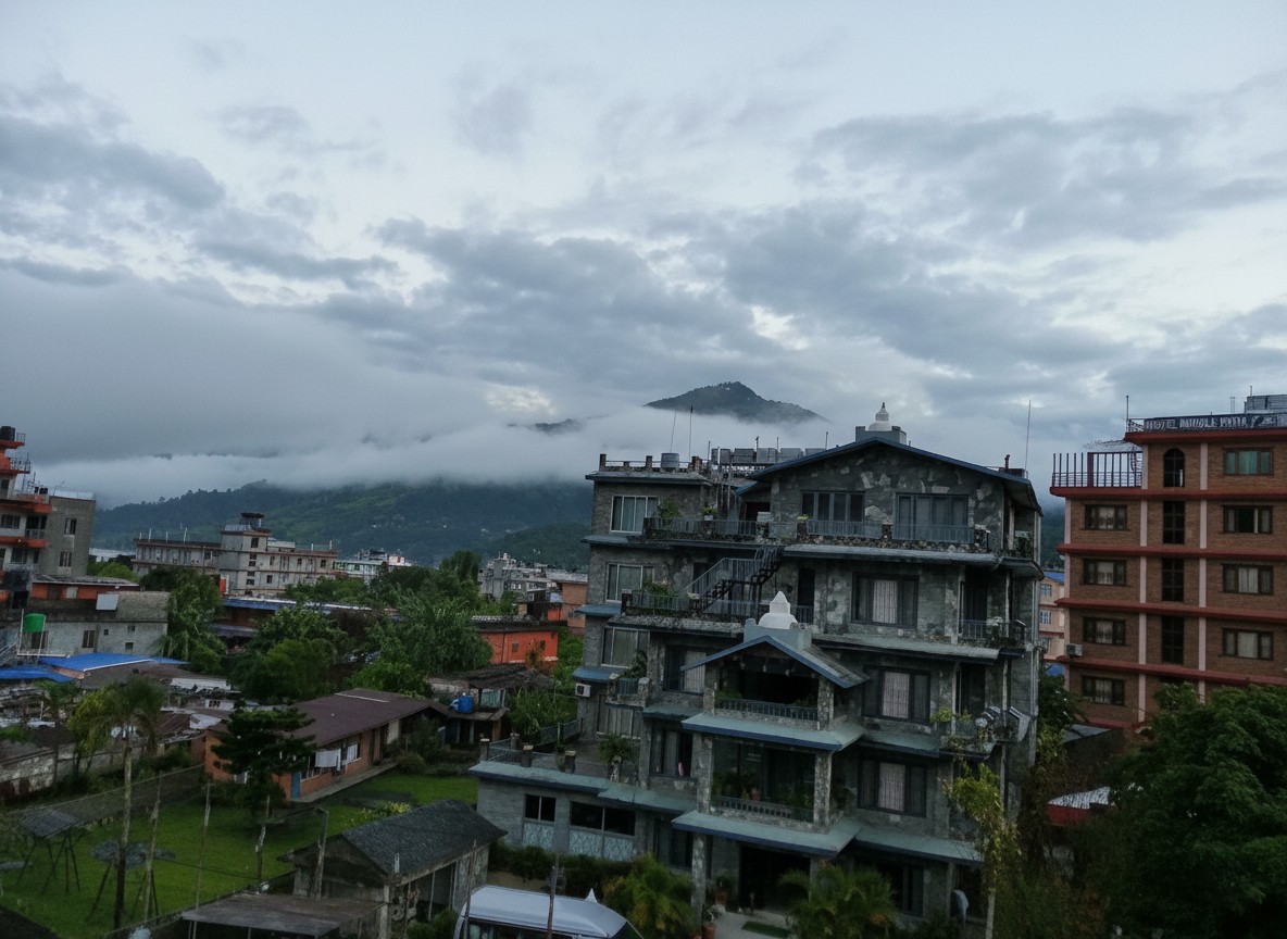 The Annapurna range from Pokhara — the view I missed while sick in my hotel room