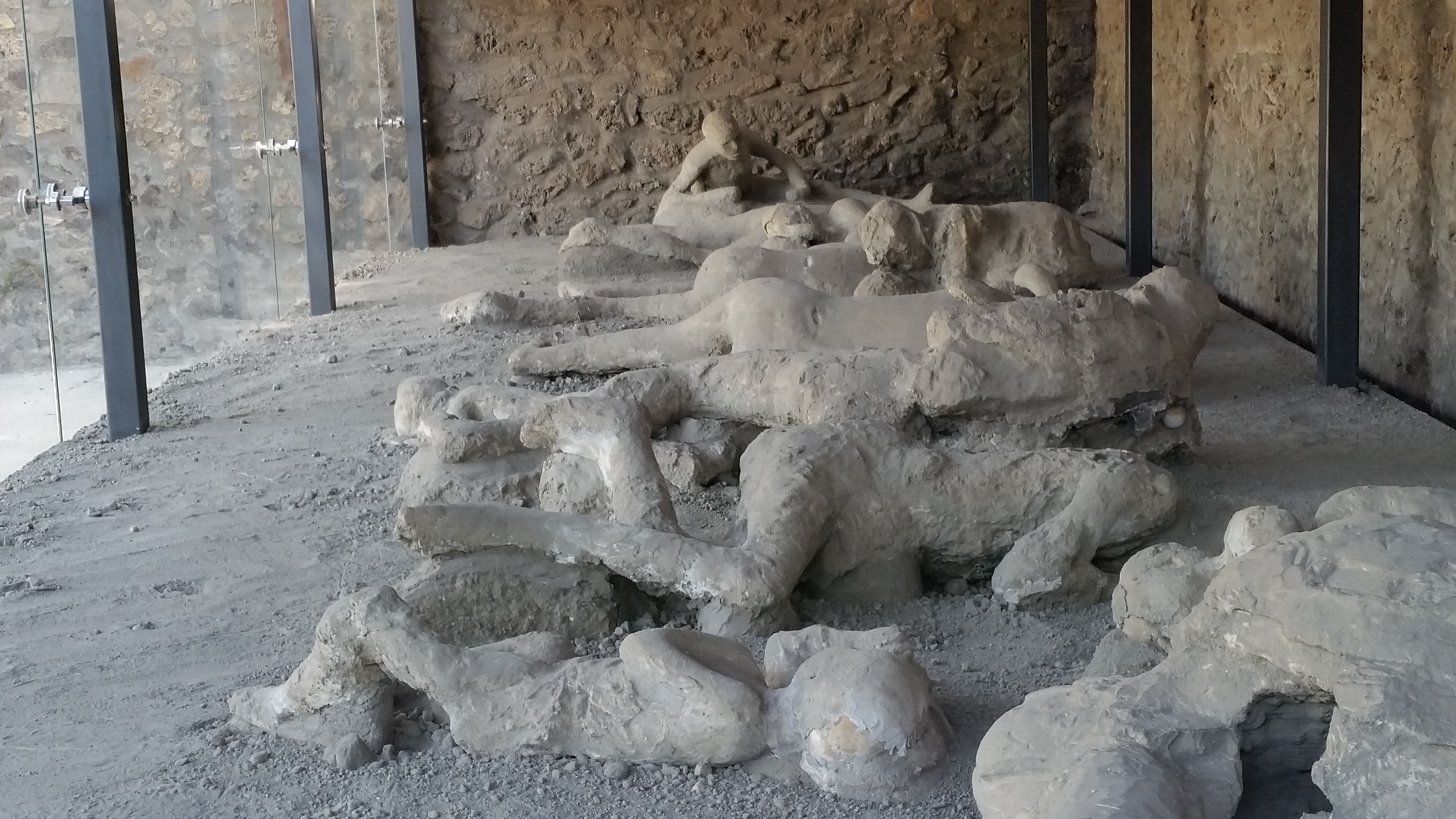 Plaster casts of the victims of the eruption at Pompeii