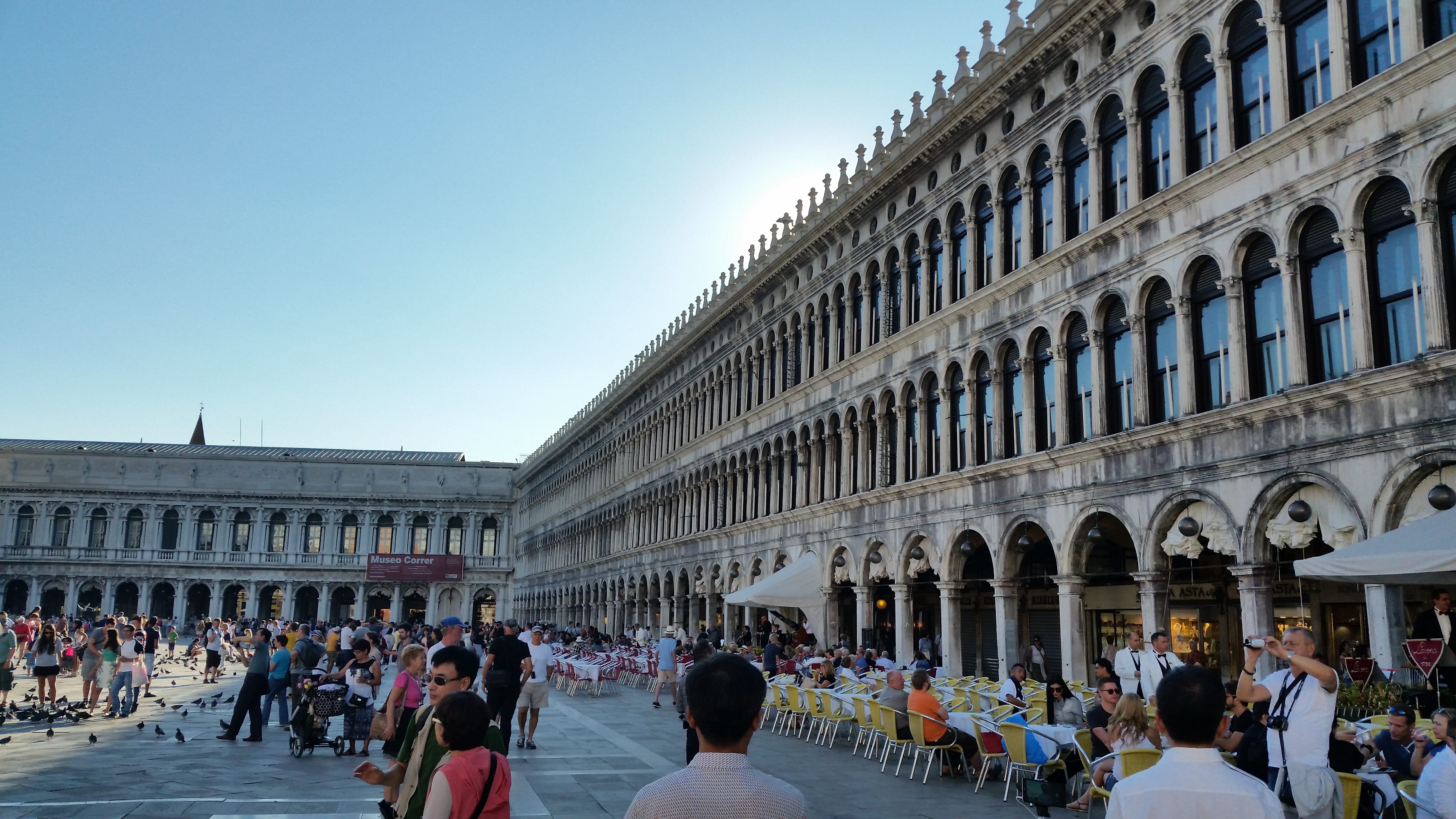 A crowded square in Venice, Italy