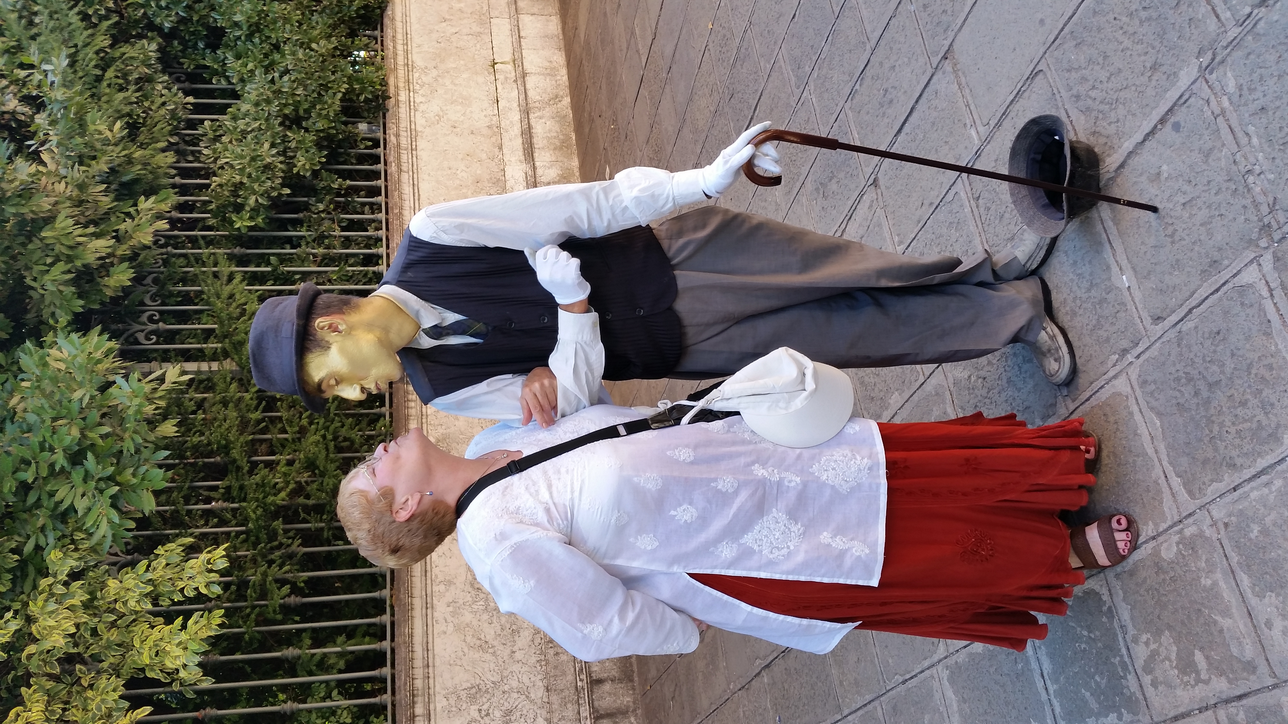 My mom posing with a street mime in Venice