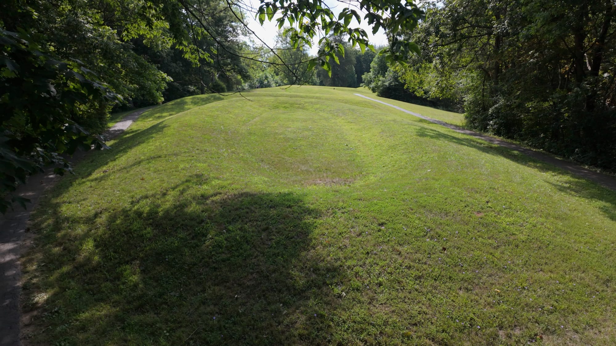 The serpent's open mouth wrapped around the hollow oval, photographed at ground level where the shape is nearly impossible to read